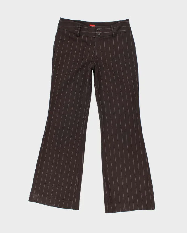 Vintage Y2k 00s Esprit Brown Pin Stripe Trousers - S Trousers Winter Warm