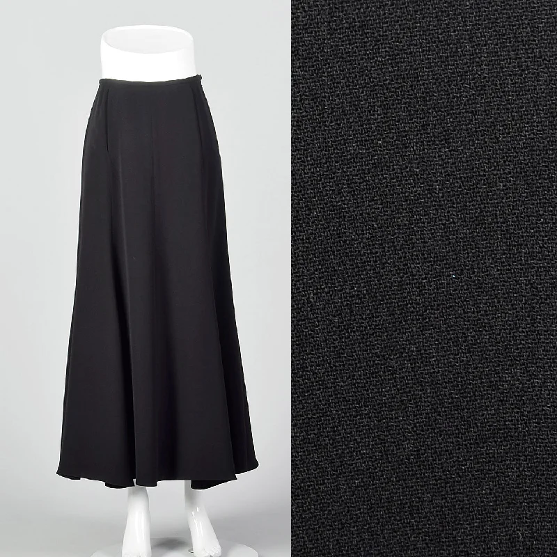 1990s Giorgio Armani Black Maxi Skirt with Mermaid Hem flowy skirt hem