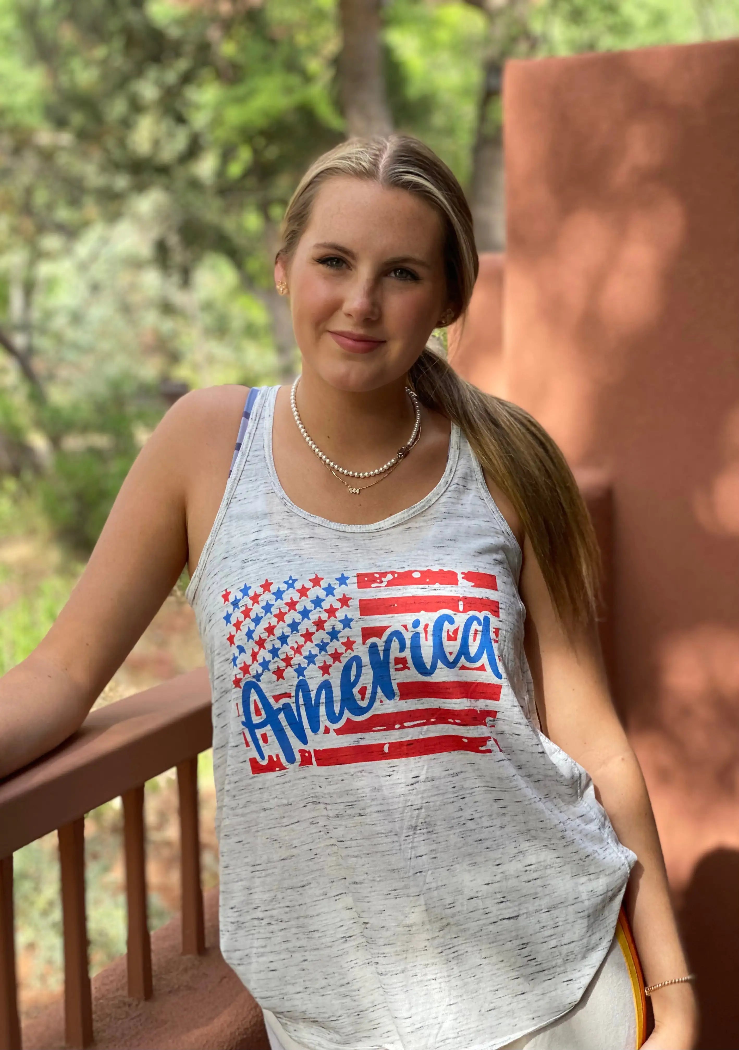 America Flowy Tank strappy tank top