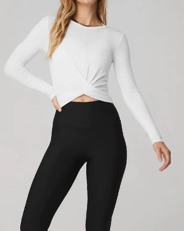 Long Sleeved Cover Tank Top In White soft pink tank