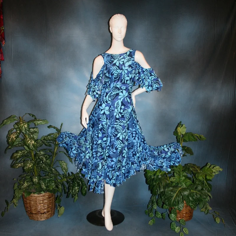 Tropical Print Social Ballroom Dress-Blue Paradise Tunics Luxurious premium