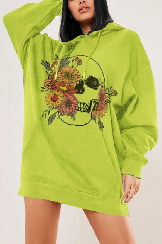 Simply Love Full Size Floral Skull Graphic Hoodie Hoodie with Batwing Sleeves Loose Dramatic Simply Love Full Size Floral Skull Graphic Hoodie Hoodie with Batwing Sleeves Loose Dramatic