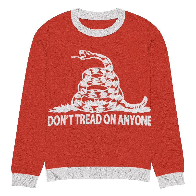 Don't Tread on Anyone Knitted crew neck Ugly Chrismas sweater Velvet Chenille Corduroy