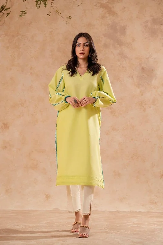 Fozia Khalid - Lime Green Tunic with Trouser - Cotton - 2 Piece Trousers stylish elegant
