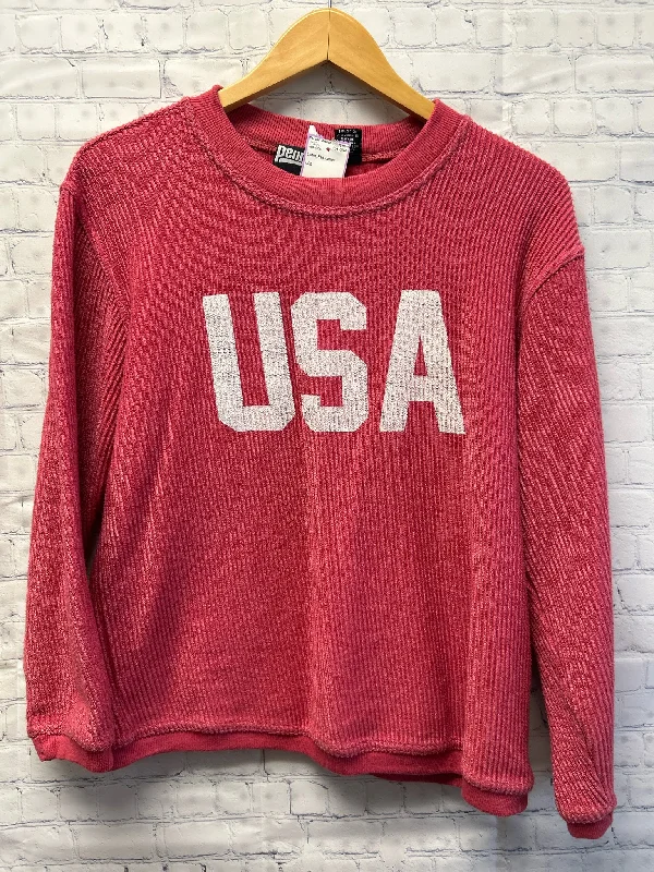 Size Small Ladies Red Sweatshirt Hoodie with Hem Detail Decorative Unique