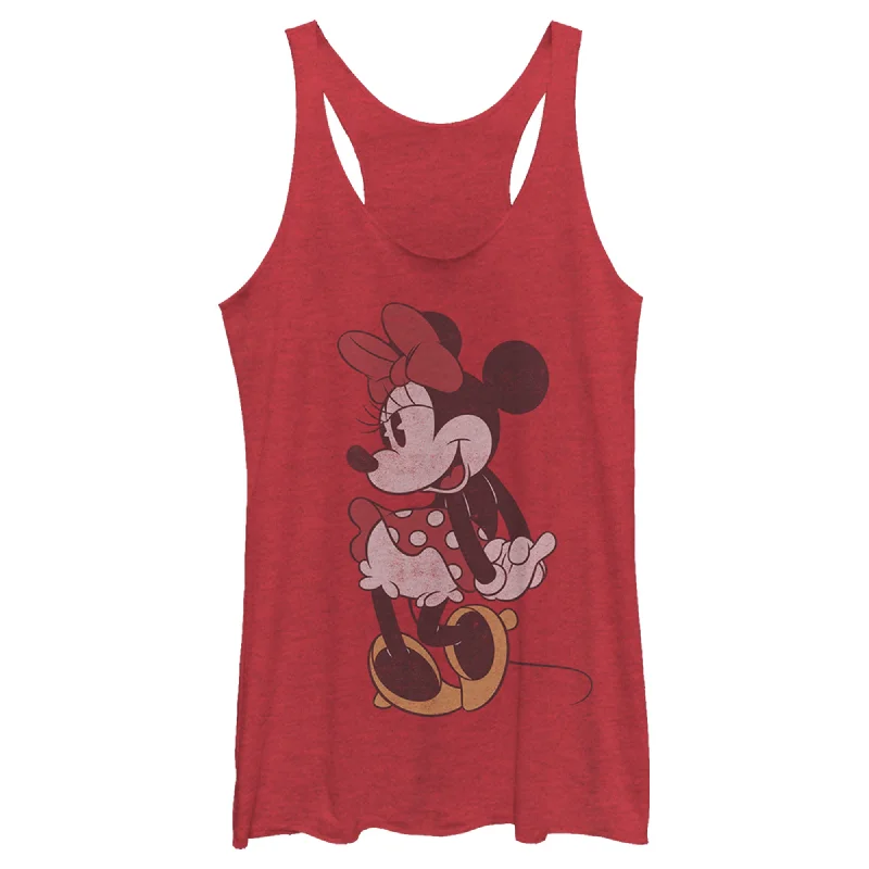 Women's Mickey & Friends Faded Retro Minnie Racerback Tank Top ivory tank top