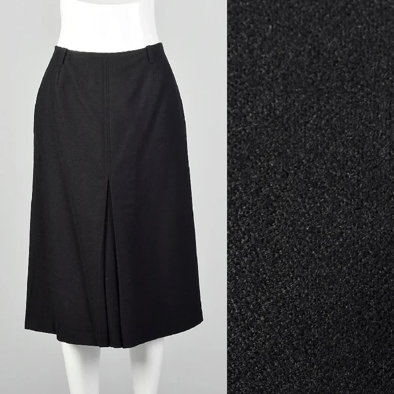 Small J. Tiktiner 1960s Black A Line Skirt corduroy skirt textured