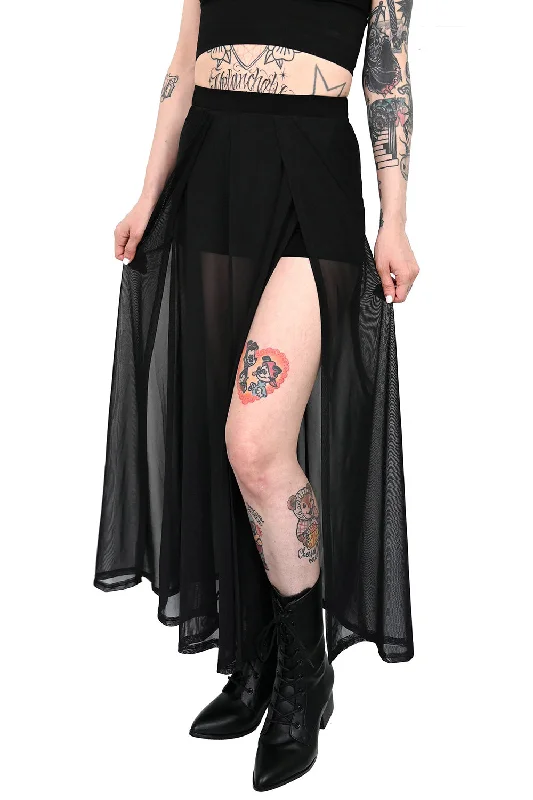 Mesh Darla Maxi Skirt With Built In Shorts a-line skirt cut