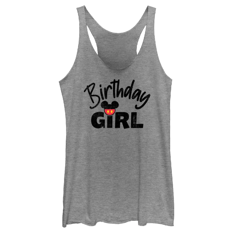 Women's Mickey & Friends Distressed Birthday Girl Racerback Tank Top seamless tank top