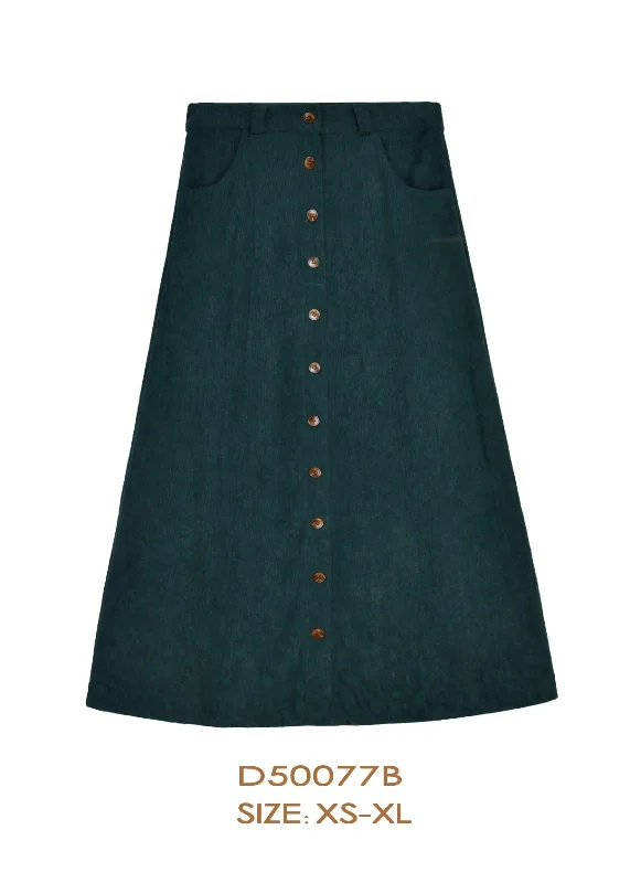 D50077B-SKIRT-Green corduroy skirt durable