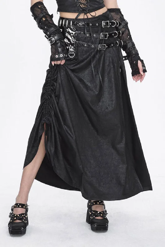 Black High Waisted Slim Women's Gothic Skirt leather skirt bold