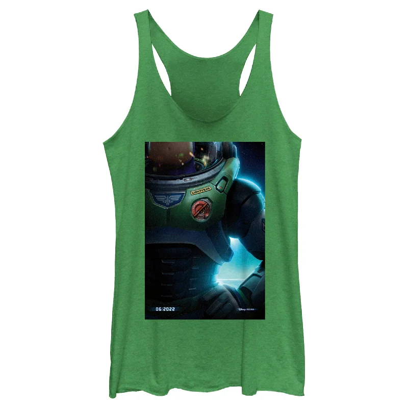 Women's Lightyear Spacesuit Poster Racerback Tank Top lime green tank