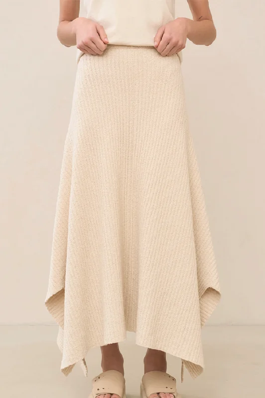 Rib Panel Skirt in Natural velvet skirt plush