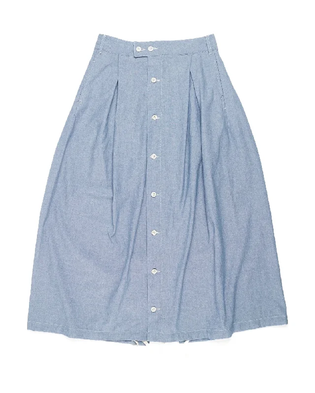 Engineered Garments Blue Chambray Tuck Skirt corduroy skirt durable