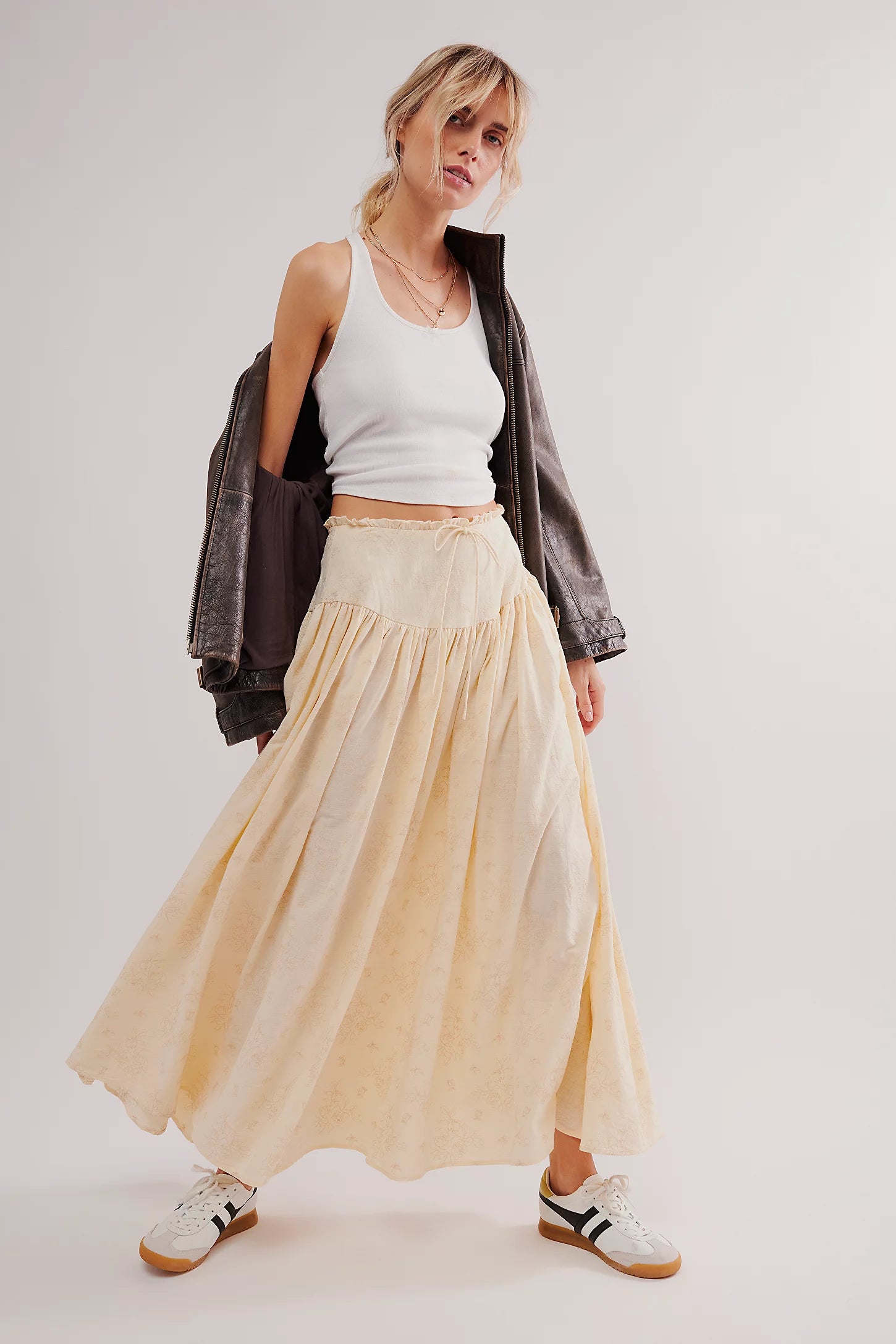 Cream Gigi Maxi Skirt high waist skirt