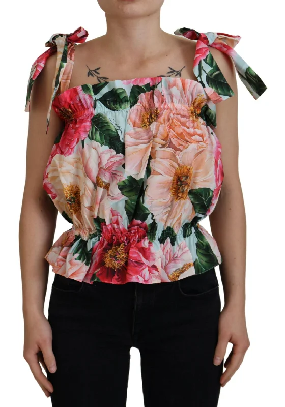 Dolce & Gabbana Elegant Floral Print Sleeveless Tank Women's Top layering tank top