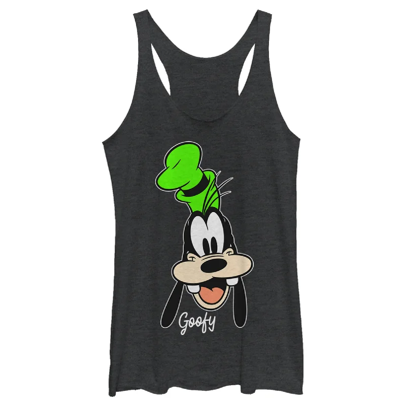 Women's Mickey & Friends Goofy Portrait Racerback Tank Top adorable tank top