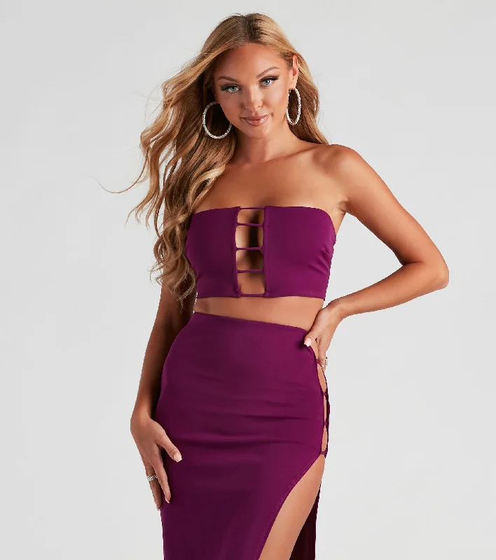 Teach Me Tonight Crepe Crop Top Fleece Nylon Spandex