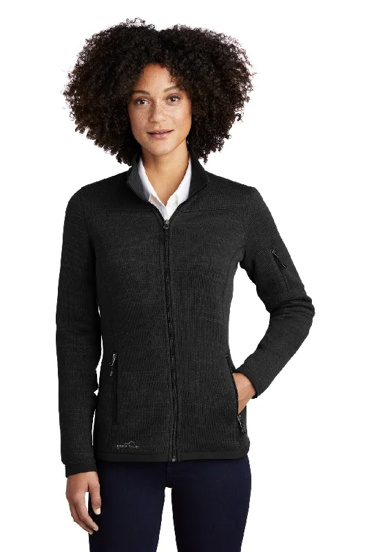 Eddie Bauer Ladies Sweater Fleece Full-Zip Print Jacquard Patchwork