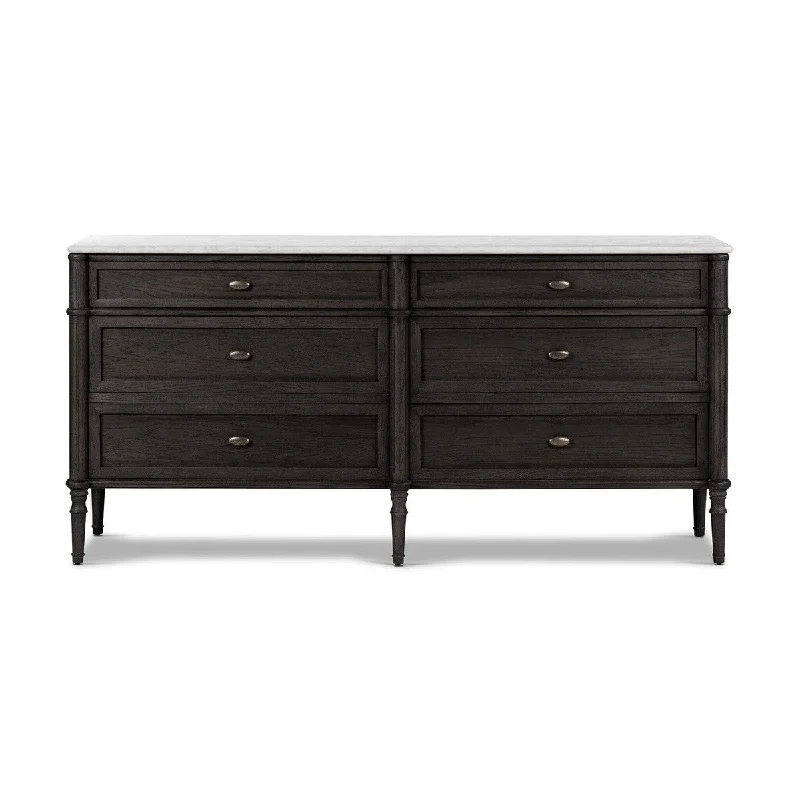 Rhett 6 Drawer Dresser - Distressed Black Oak Tunics Ceremony elegant