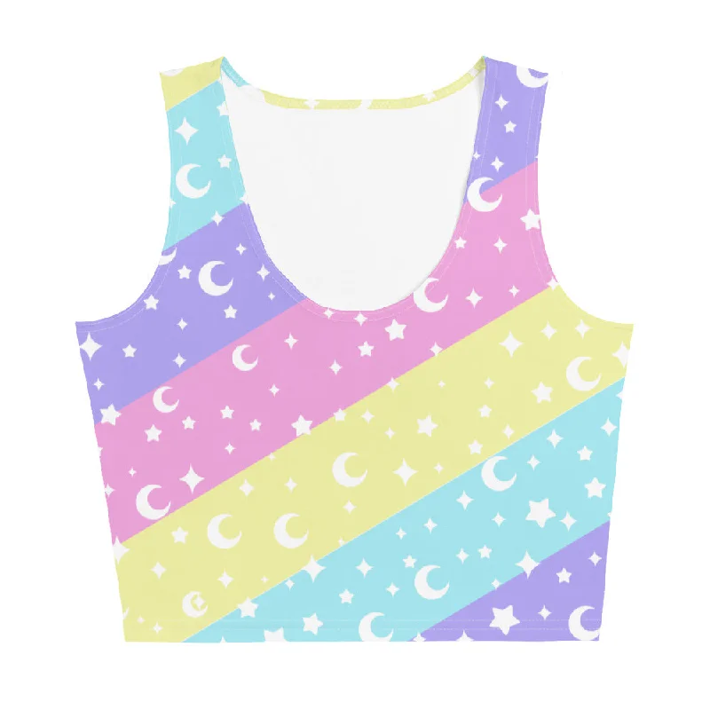 Cosmic Rainbow Crop Top Solid Color Striped Floral
