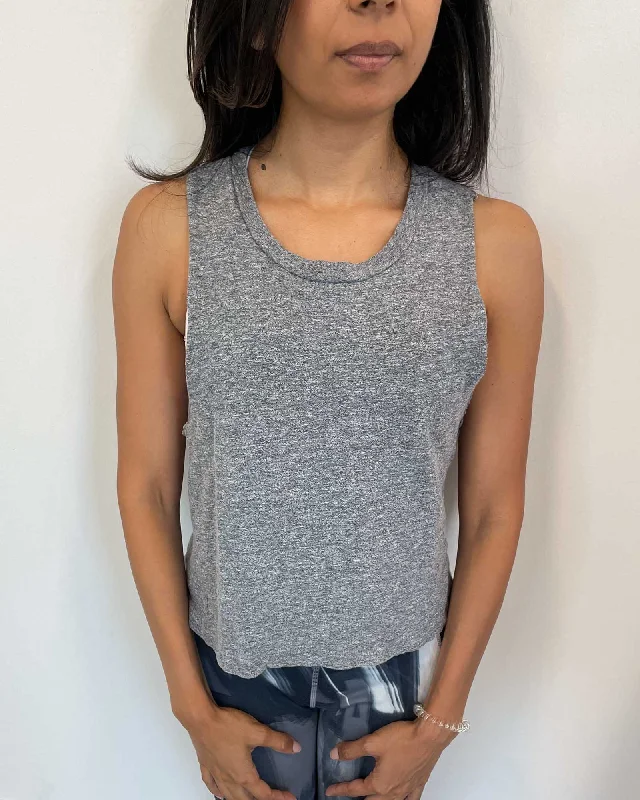 Cropped Grey Tank off shoulder tank