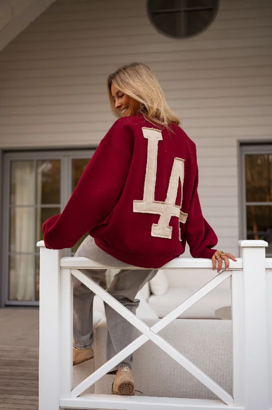 Burgundy Mayfair Sweater Ribbed Striped Patterned