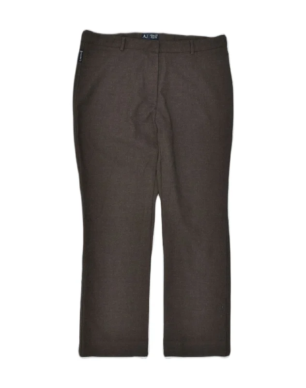 ARMANI Womens Capri Trousers IT 44 Medium W32 L26 Brown Polyester Trousers Hiking Durable