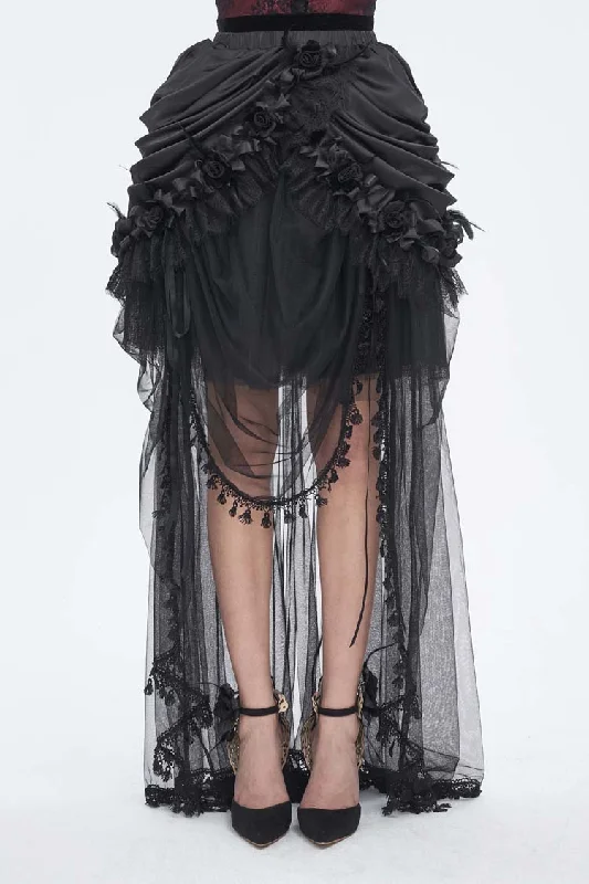 Black Multi-layer Stitching Lace Womens Gothic Skirt maxi skirt elegant