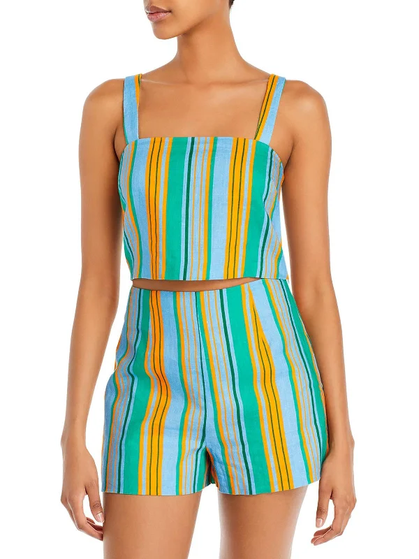 Womens Linen Striped Tank Top playful tank top