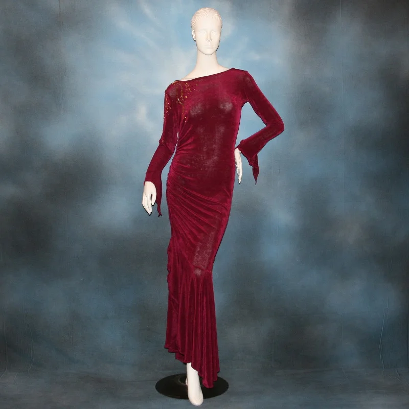 Latin-Rhythm-Tango Dress-Charming Claret Crew Neckline Casual