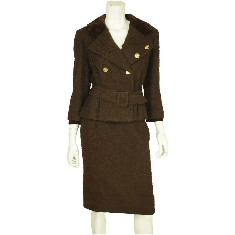 Vintage 1950s Skirt Suit Brown Boucle Wool Hand Tailored Size S M denim skirt casual Vintage 1950s Skirt Suit Brown Boucle Wool Hand Tailored Size S M denim skirt casual