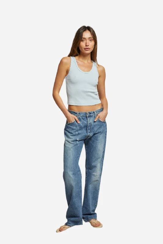 Perfect White Tee Blondie Rib Bra Friendly Tank in Baby Blue lounge tank top