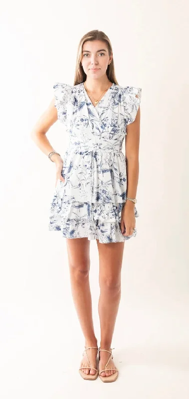 Toile Ruffle Dress Tunics Fashionable trendy