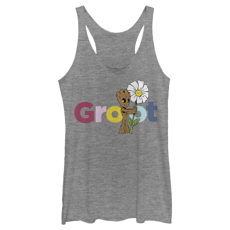 Women's Marvel Floral Groot Racerback Tank Top spandex blend tank