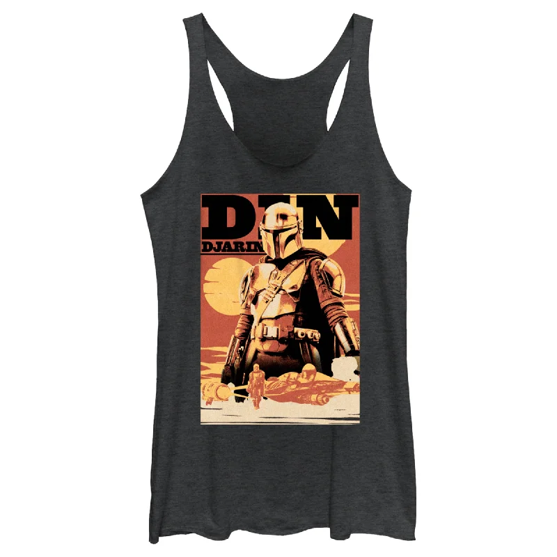 Women's Star Wars: The Book of Boba Fett Din Djarin Poster Racerback Tank Top strappy tank top