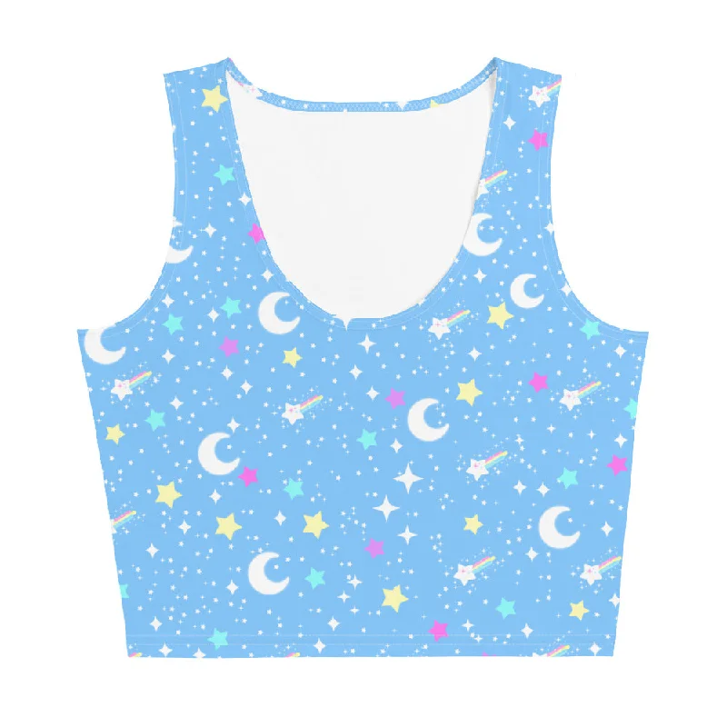 Starry Glitter Blue Crop Top Fleece Fabric Down Fabric Feather Fabric