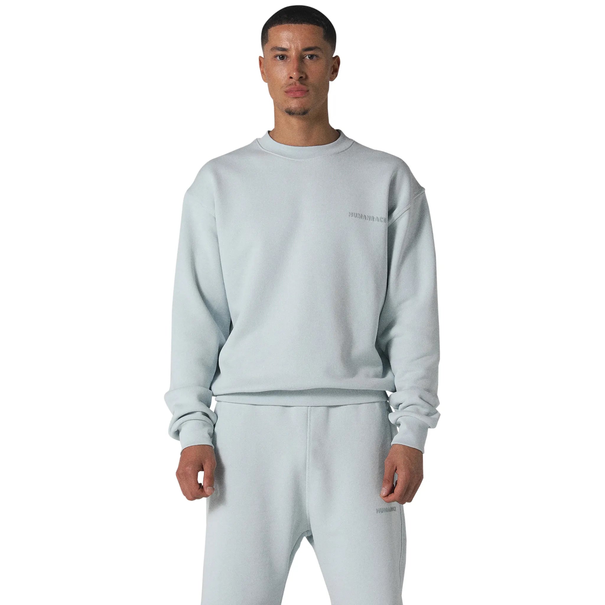 Human Race World Soft Blue Sweatshirt Hoodie with Fur Luxurious Winter