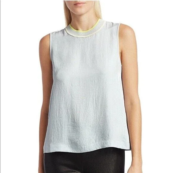 Grey Ribbed Neck Tank Blouse teal tank top