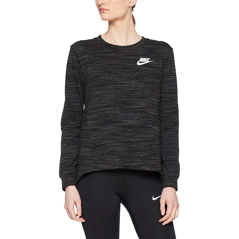 Nike Gym Crew Pull Over Women's Sweatshirt Black-Sail Hoodie with Longline Fit Extended Stylish