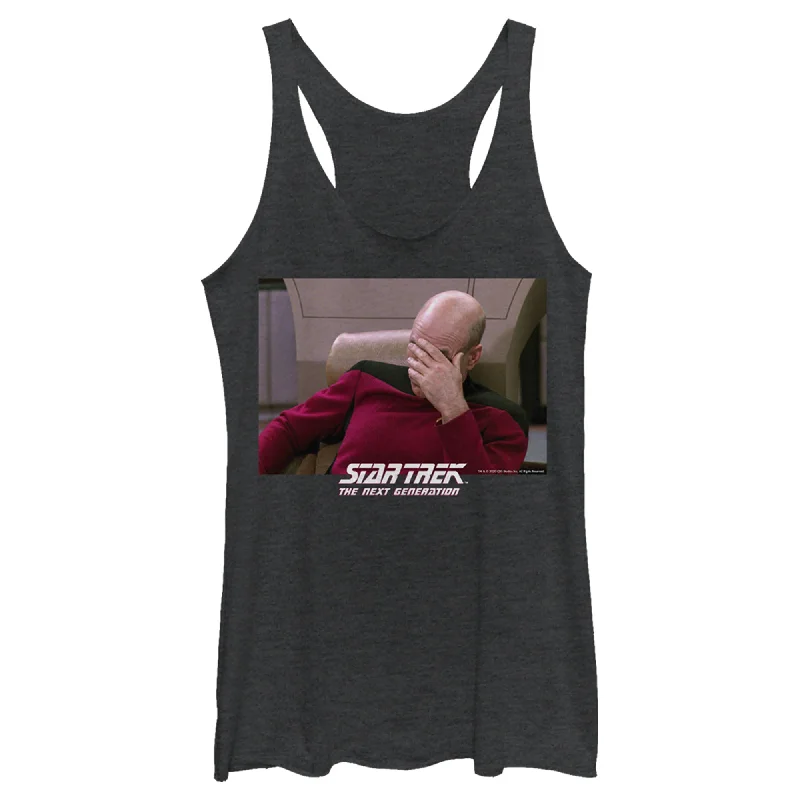 Women's Star Trek: The Next Generation Captain Picard Palm to Face Meme Racerback Tank Top cropped tank top