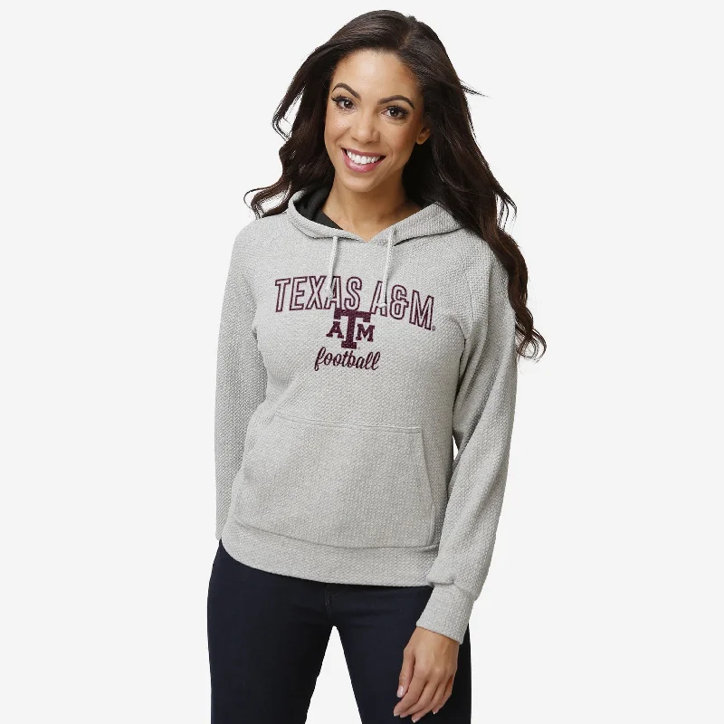 Texas A&M Aggies Womens Gray Woven Hoodie Hoodie with Hem Lace Feminine Delicate