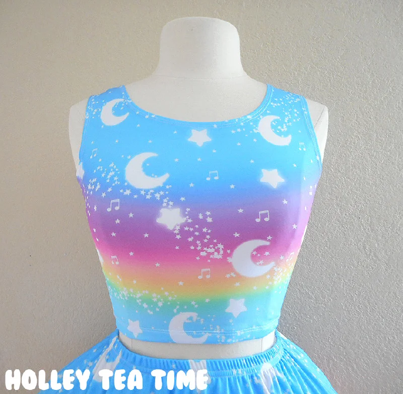 Magical Fairy Time - Rainbow Sunny Day Crop Top [Made To Order] Terry Blend Velvet Blend Canvas Blend