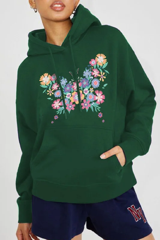 Simply Love Full Size Floral Butterfly Graphic Hoodie Hoodie with Bell Sleeves Flared Feminine Simply Love Full Size Floral Butterfly Graphic Hoodie Hoodie with Bell Sleeves Flared Feminine