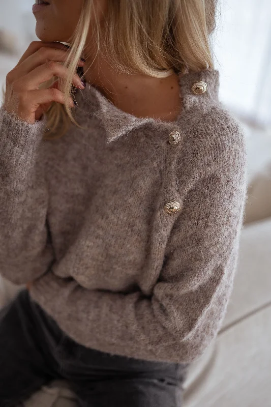Beige Domi Sweater Plaid Sweater Polka Dot Checkered