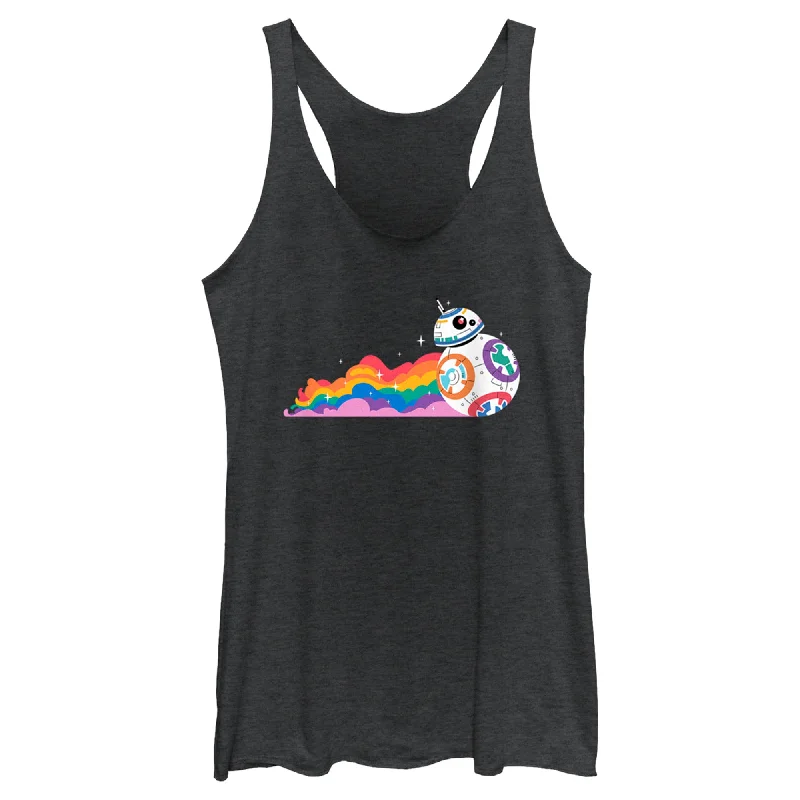 Women's Star Wars Pride Rainbow BB-8 Racerback Tank Top teal tank top