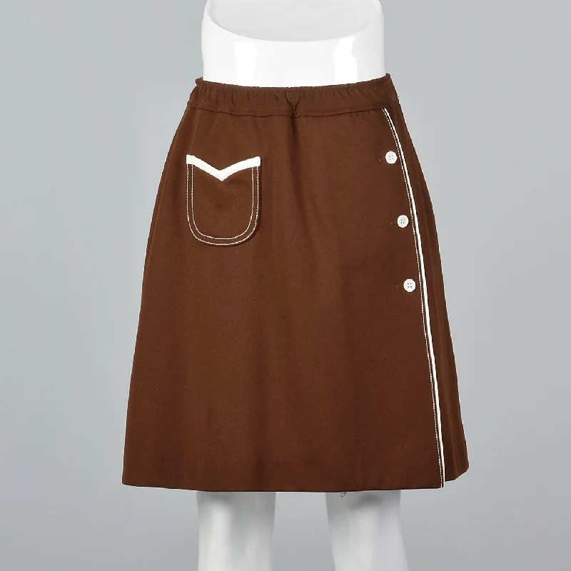 1960s Brown Skirt with Shorts velvet skirt rich