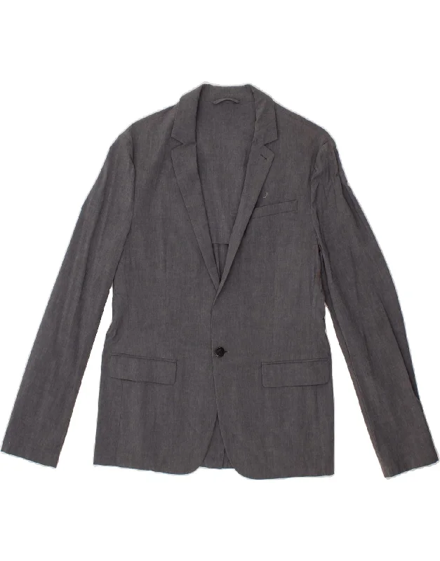 ALL SAINTS Womens 1 Button Blazer Jacket UK 14 Medium Grey Front Pockets Side Pockets Patch Pockets ALL SAINTS Womens 1 Button Blazer Jacket UK 14 Medium Grey Front Pockets Side Pockets Patch Pockets