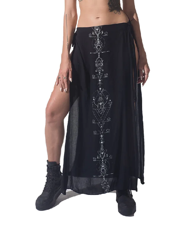 Lunar print long skirt cover up breathable skirt fabric