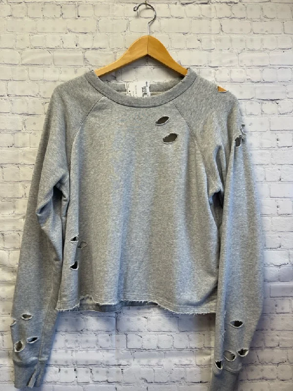 Size Small Ladies Gray Sweatshirt Hoodie with Back Slit Movement Comfort